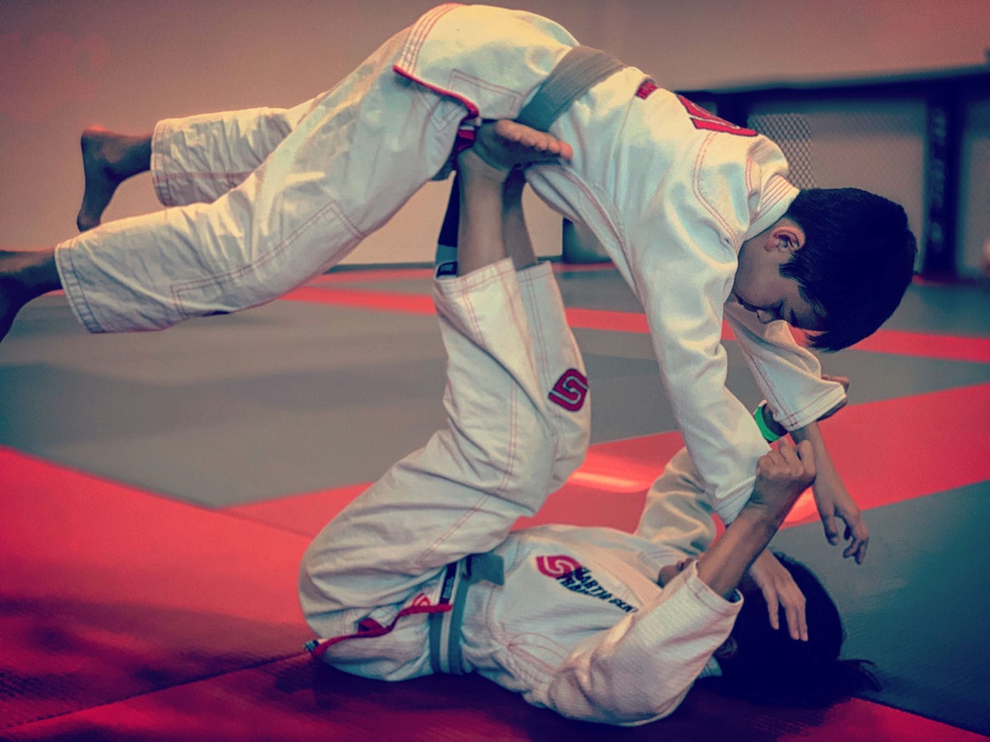 Kids practicing martial arts during the after-school program