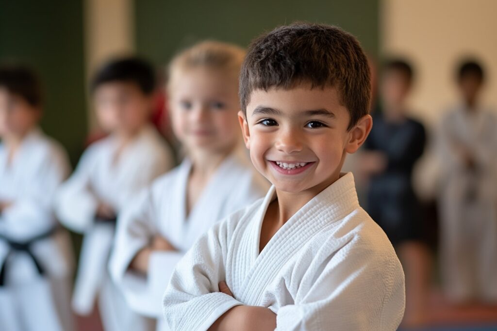 martial arts after school program child in uniform smiling