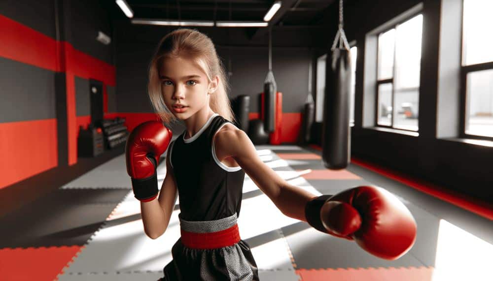Young boxing student at TMATC Boxing student training at TMATC Richmond Hill gym, representing our boxing program.