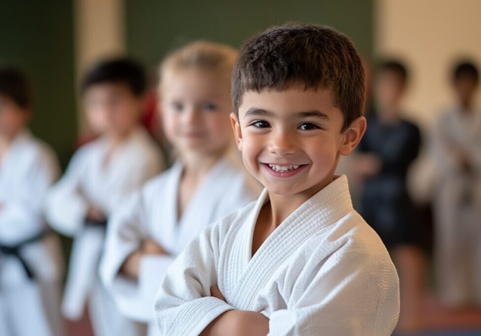 martial arts after school program child in uniform smiling